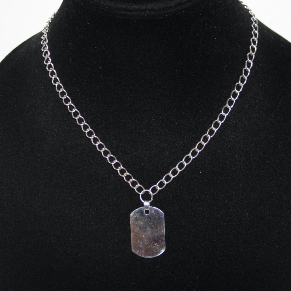 Silver women's dog tag chain necklace 17"